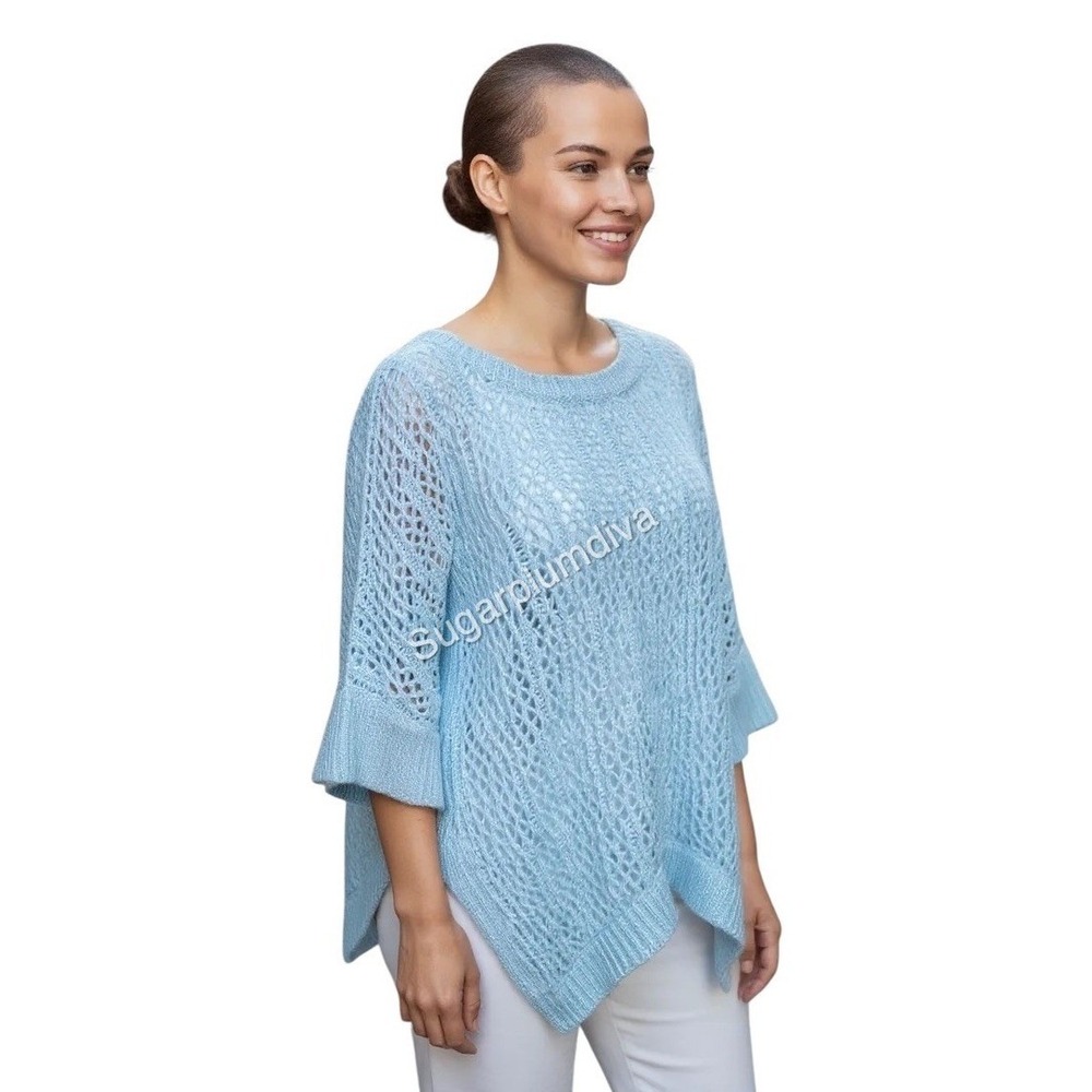 Maurices Blue Open‎ Weave Pullover Slouchy Sweater XL Lightweight Pastel SALE